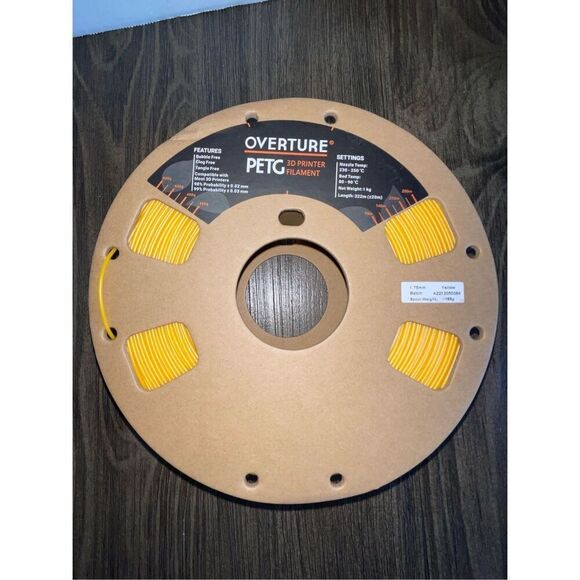 Overture PETG 3D Printer Filament -Yellow‎ - Picture 1 of 3